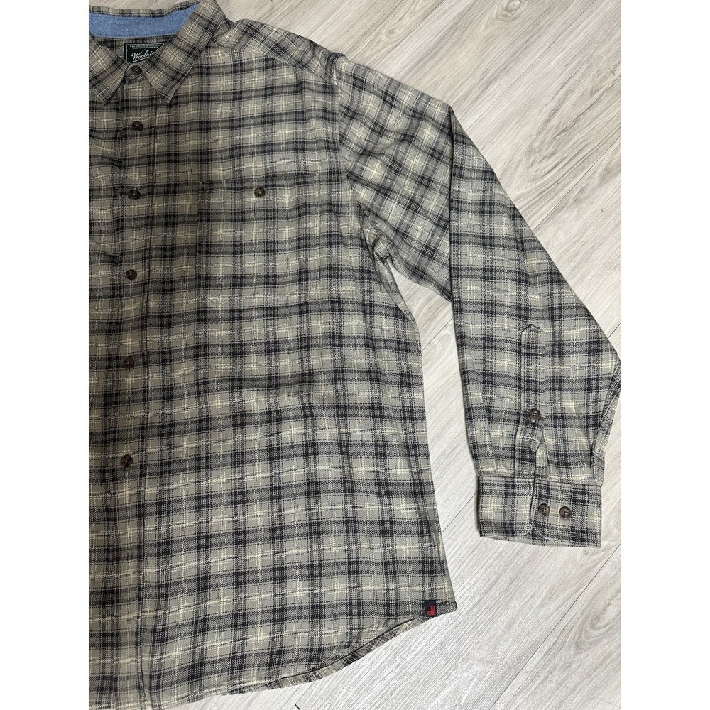 Woolrich Woolen Mills Heavy Men's Gray Plaid Outdoor Cotton Shirt Sz XXL - Picture 3 of 14